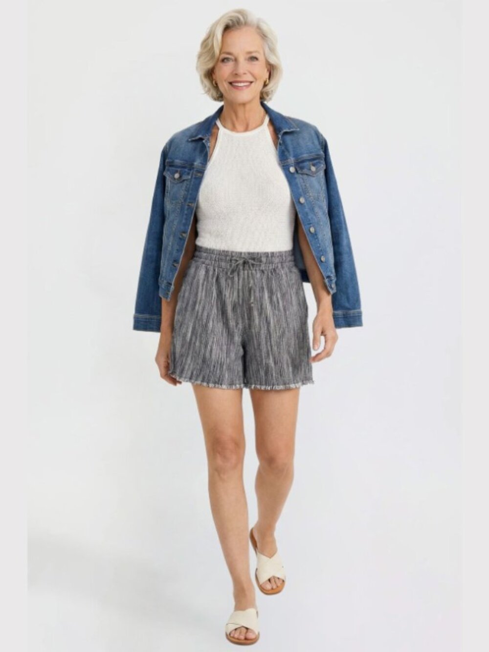 YMI Linen Lounge Frayed Hem High Rise Drawstring Casual Summer Shorts S-XL